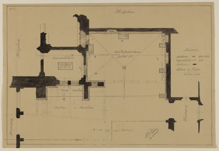 217438 Plattegrond van de kerkeraadskamer van de Domkerk (Domplein) te Utrecht, met aanwijzingen betreffende de ...